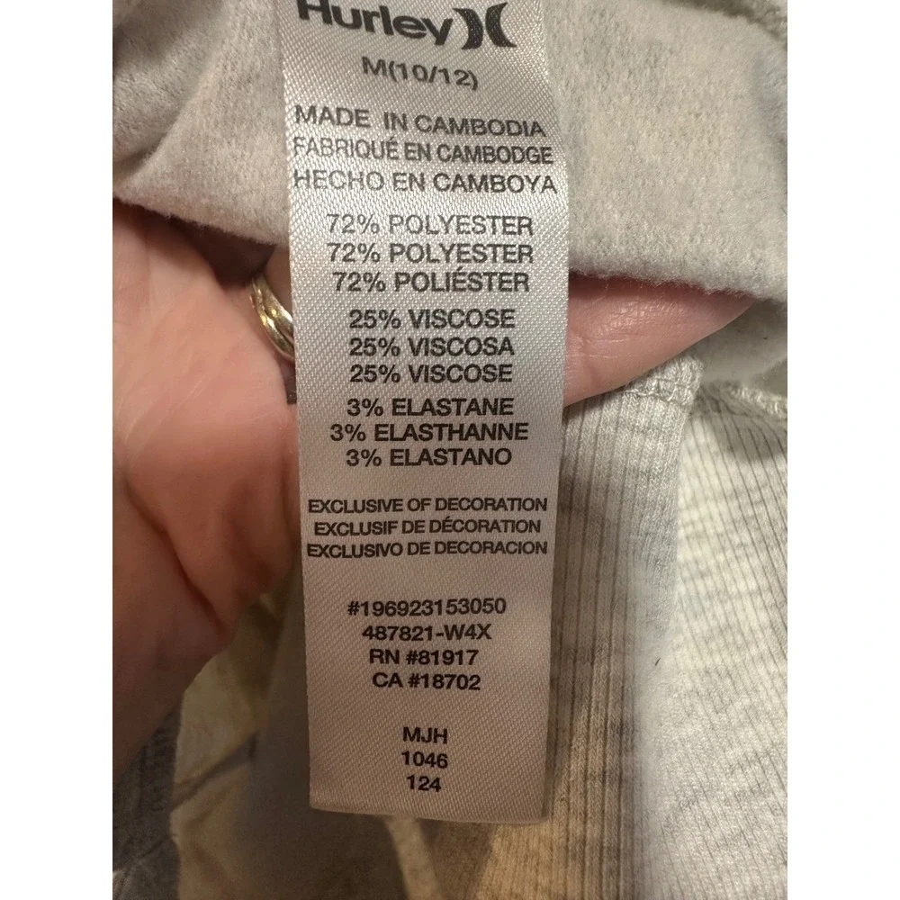 Hurley Kids Gray Heather‎ Sunset Graphic Hoodie Sweatshirt Size M 10/12